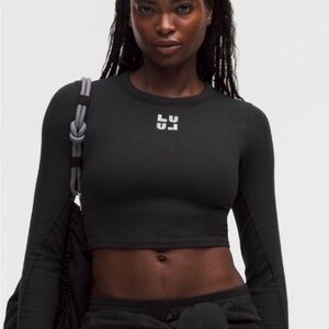 lululemon athletica Black Long Sleeve Crop Top